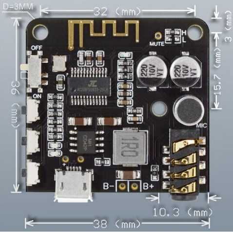 Модуль приемник BT5.0-Audio PRO Bluetooth 5.0, DC 3.7-5В