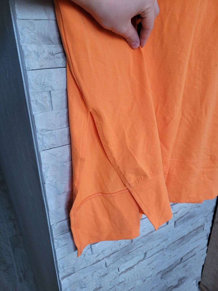 Nowa z metką pomarańczowa dłuższa bluza tunika z kapturem L/XL bawełna
