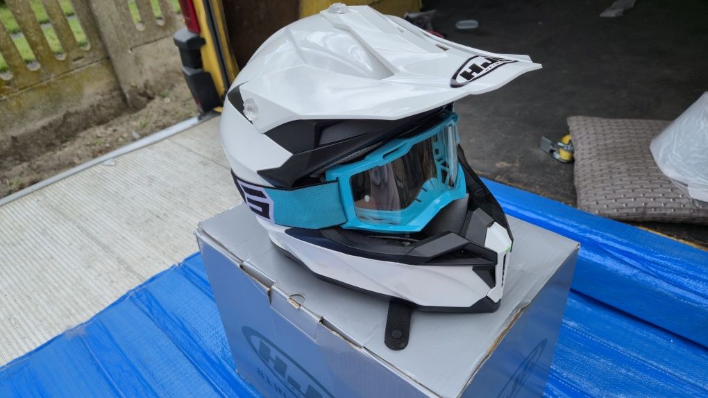 Kask hjc i50 enduro supermoto cross + google + interkom