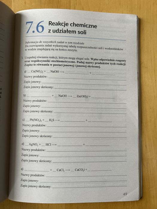 Zeszyt ćwiczeń Chemia klasa 8 wsip