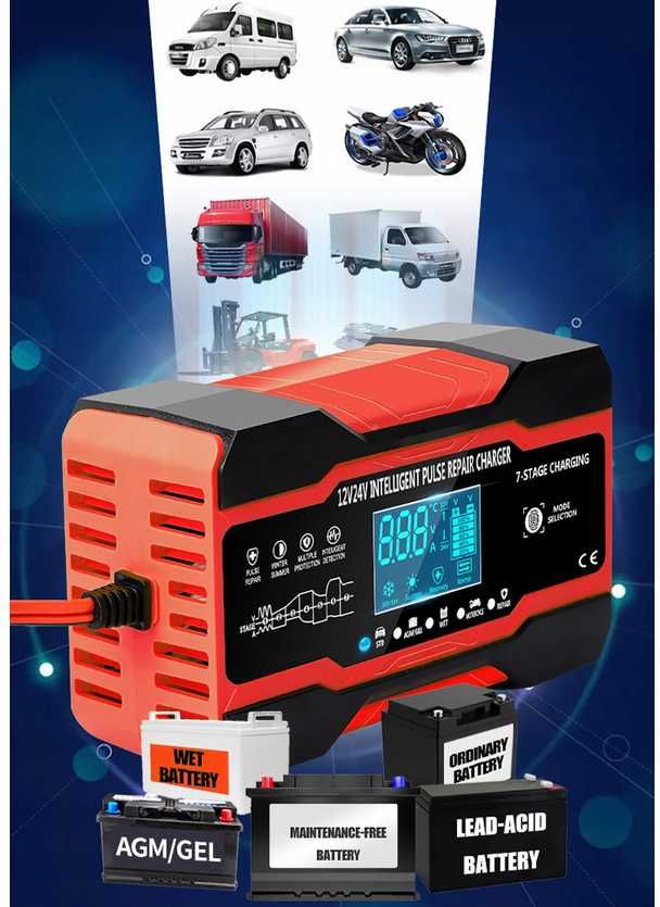 Mocny INTELIGENTNY PROSTOWNIK Ładowarka 10A 12/24v