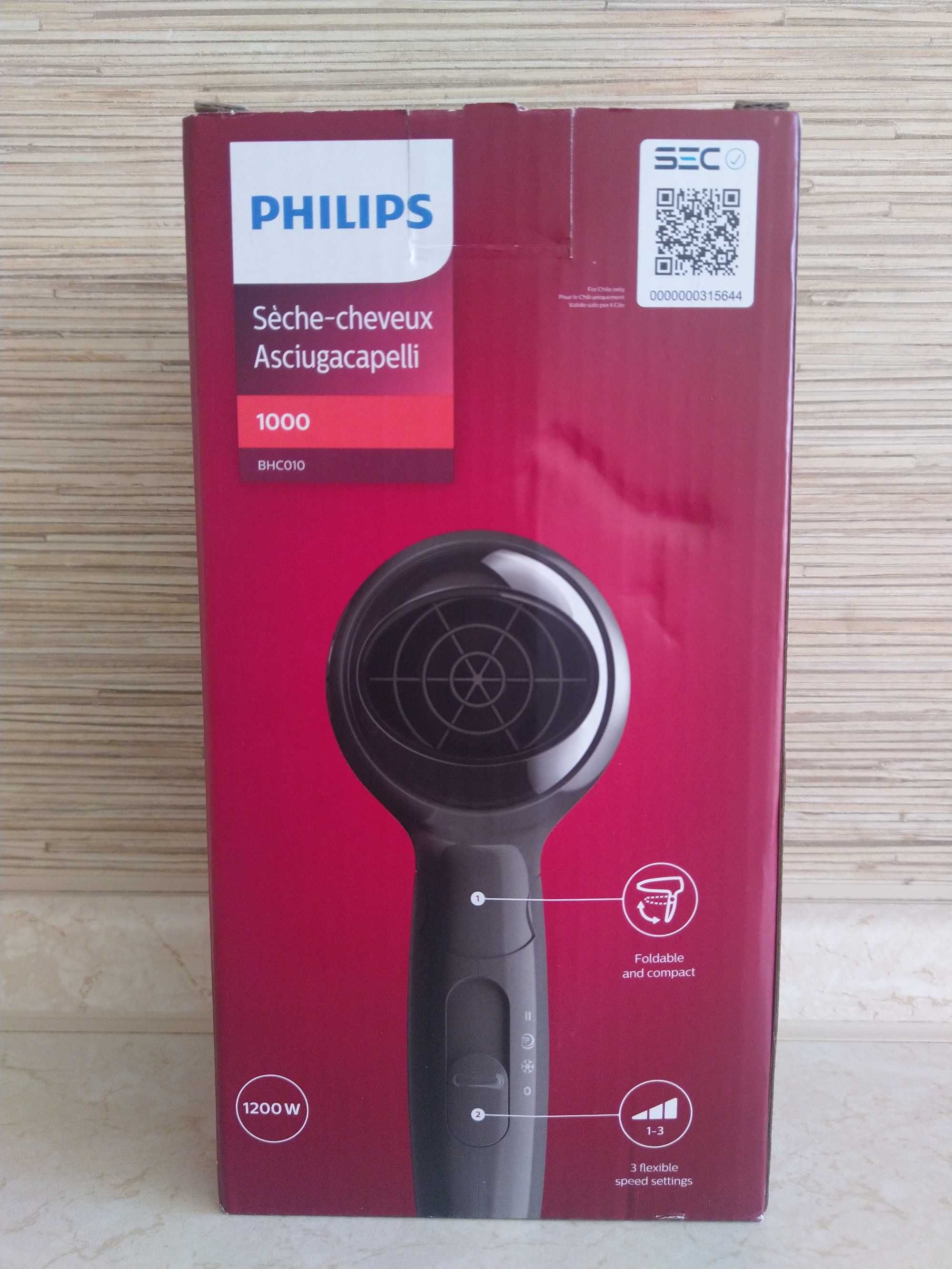 NOWA Suszarka Do Włosów PHILIPS Składana Mała Turystyczna 1200W