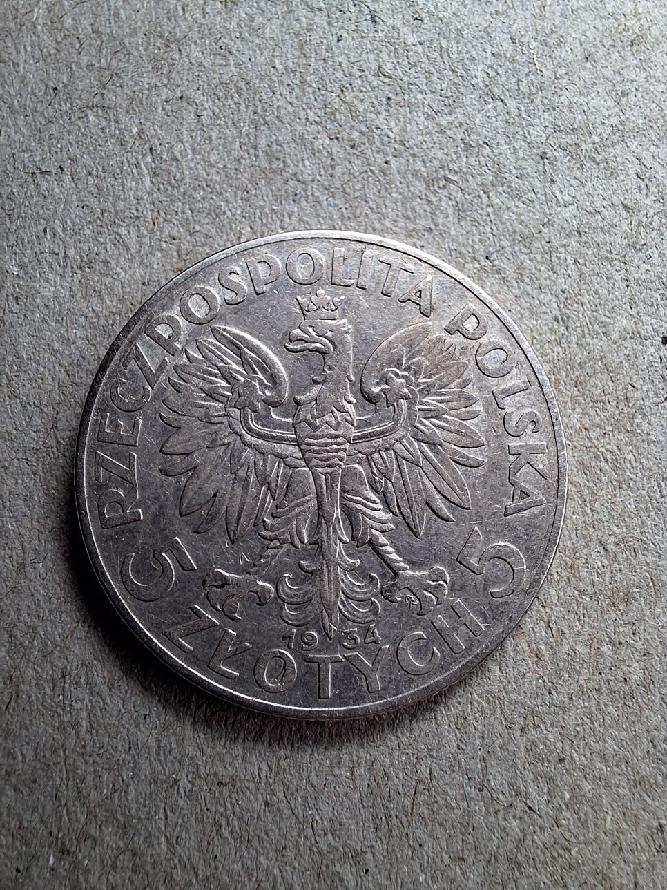 5 zł 1934 Jadwiga Głowa kobiety srebro 750 II RP przed 1939