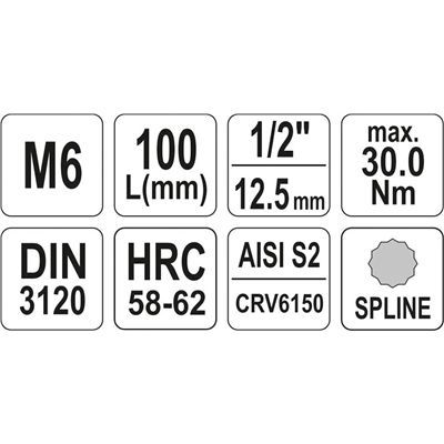 Klucz Trzpieniowy Spline 1/2 M6 L100Mm Yato