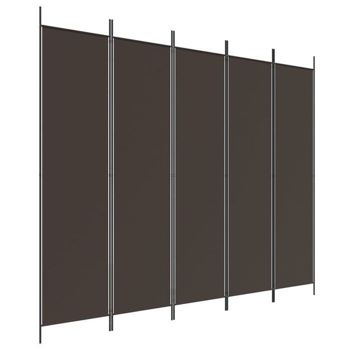 Parawan 5-panelowy Vidaxl, Brązowy, 250x200 cm