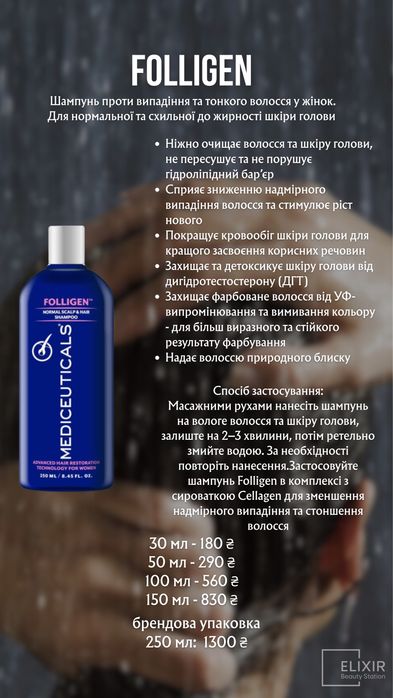 Шампуні Mediceuticals.Розпив від 30 мл