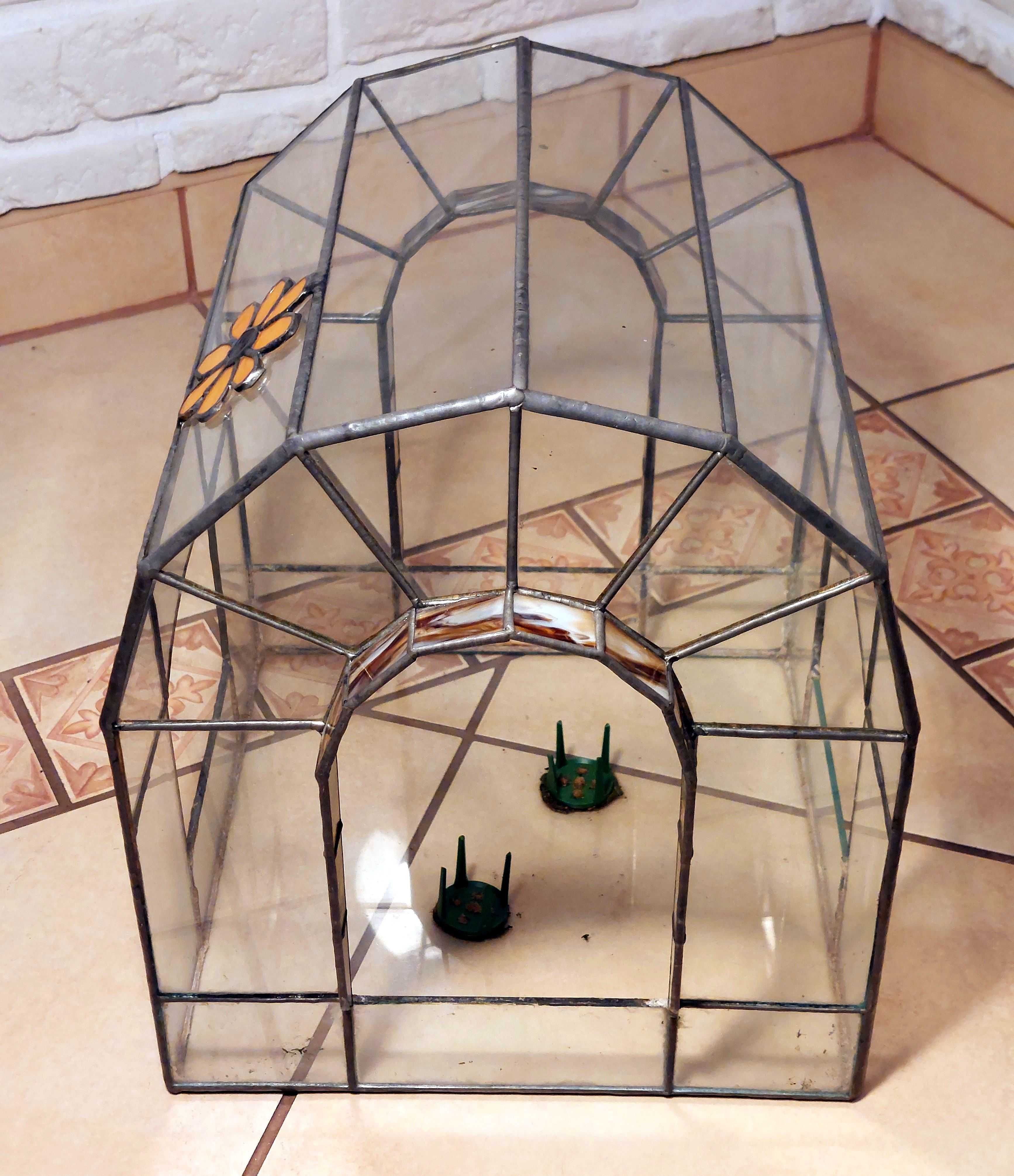 Szklarenka terrarium Szklany domek styl Tiffany ręcznie robione