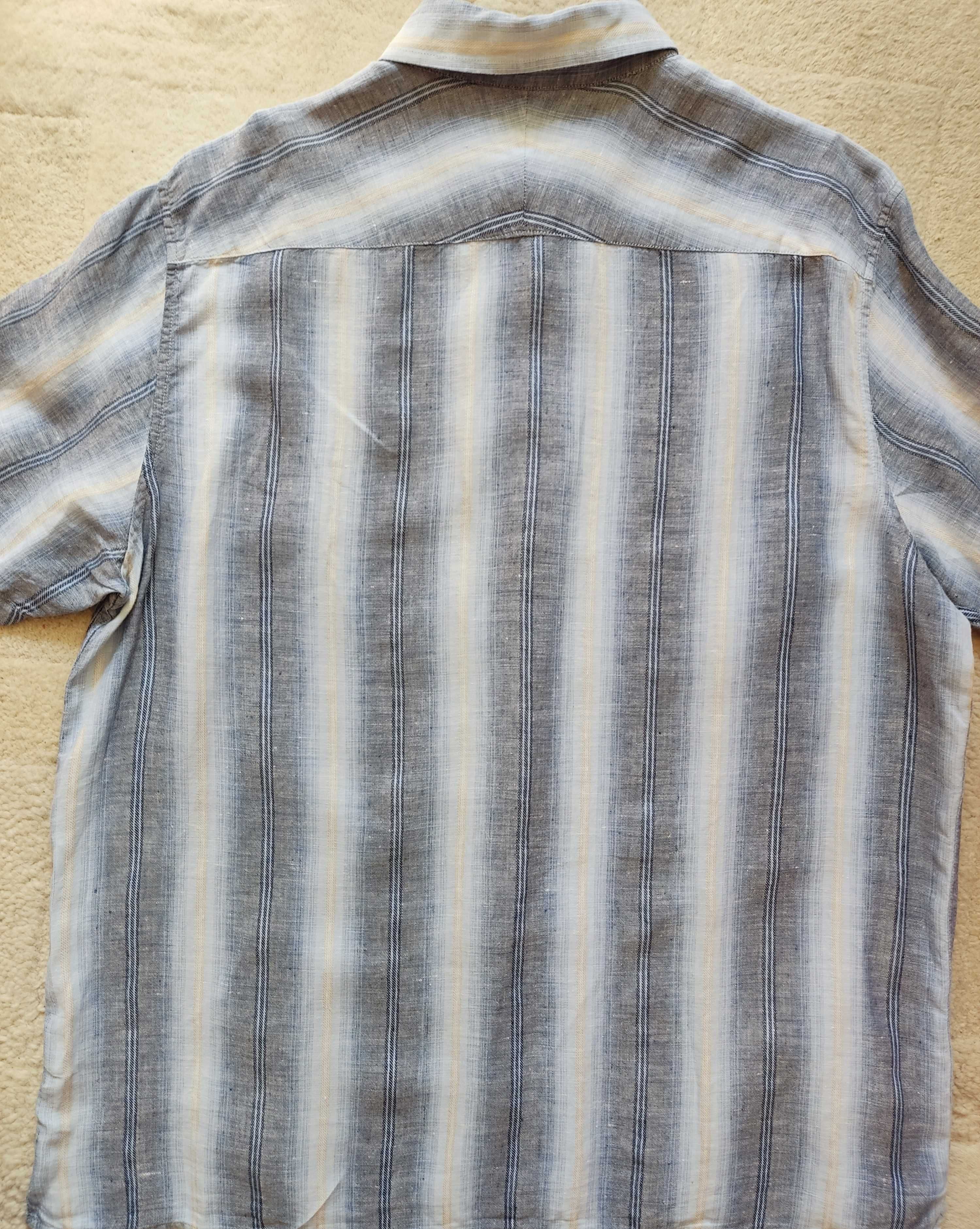 Piękna lniana koszula Marks & Spencer Autograph z krótkim rękawem XL
