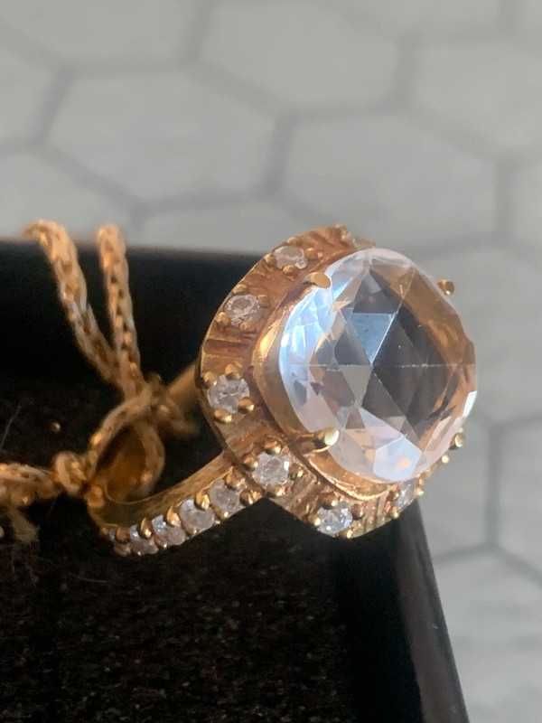Anel Elite em prata e ouro quartzo e zirconias