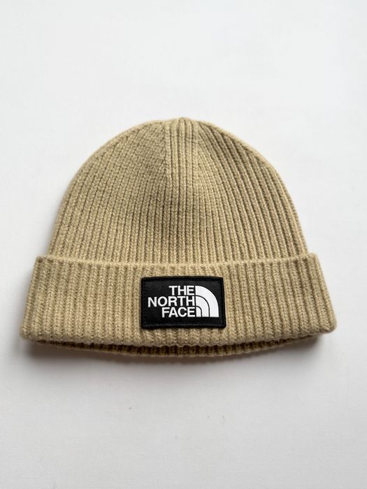 Czapka beżowa beanie The North Face piaskowa zimowa prążek gruby splot