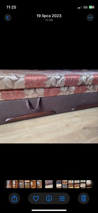 Wygodna rozkładana sofa z funkcją spania, posiada pojemniki na pościel