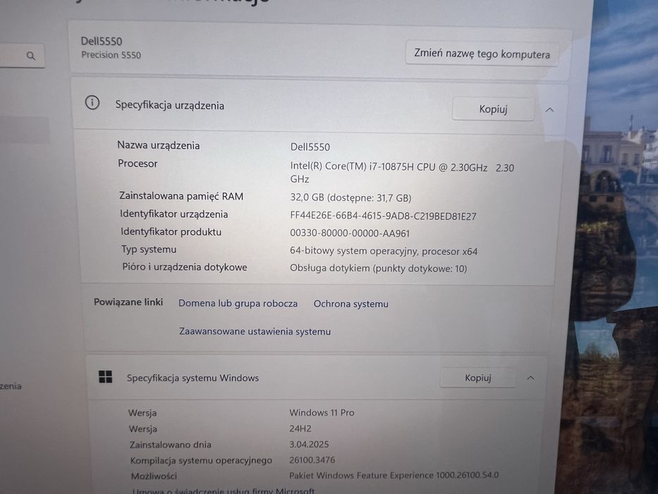 Laptop Dell Precision 5550 32GB Nvidia T2000