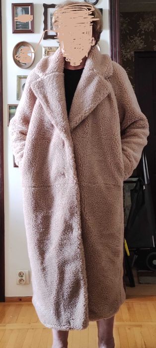 płaszcz futerko w stylu Teddy Bear miś jasny beż rozmiar L  nowy