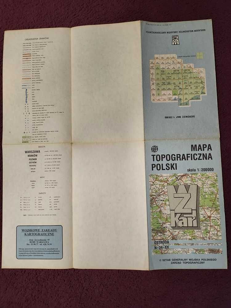 Mapa topograficzna Polski skala 1 :200 000 Łódź i Ostróda