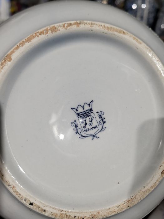 Sygnowany ceramiczny zestaw do mycia dzban misa jak Delft