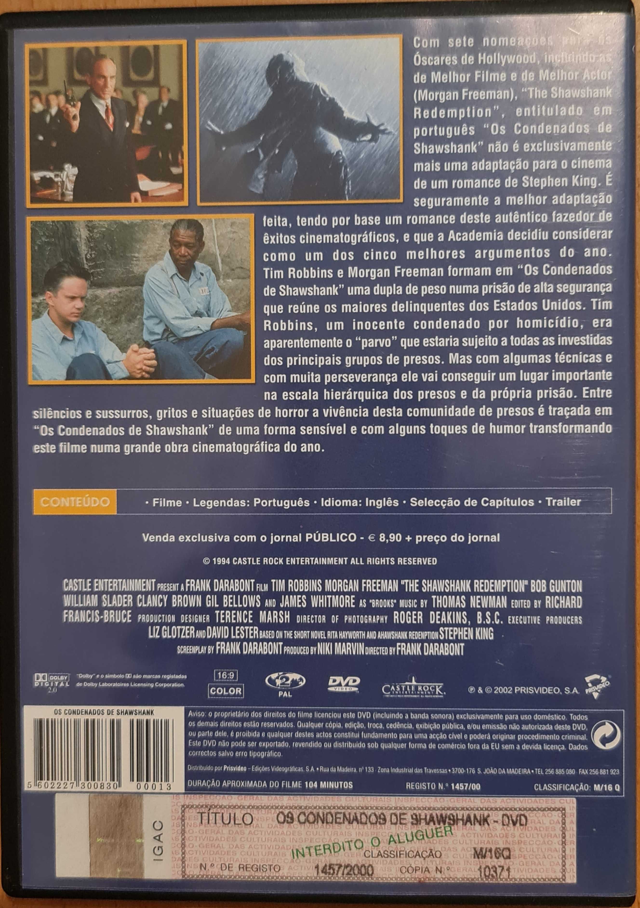 Filme DVD original Os Condenados de Shawshank