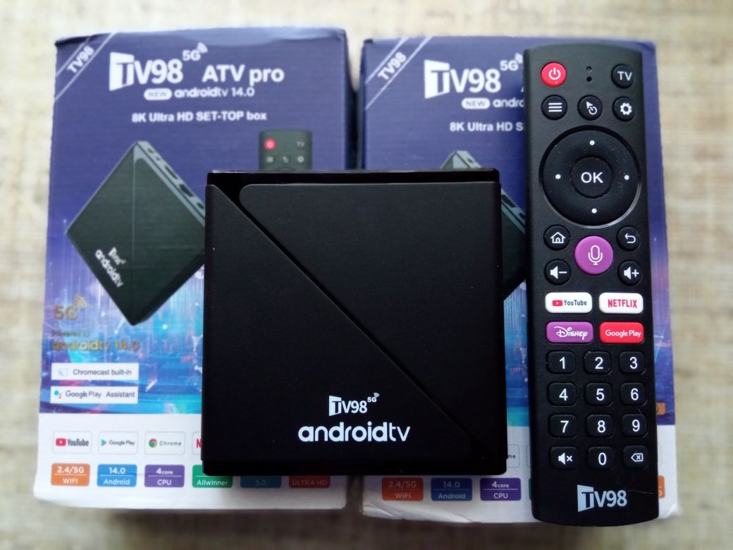 Cмарт приставка TV8 8K 4/64 Android 14 ATV SLIMBOX Пульт c голос