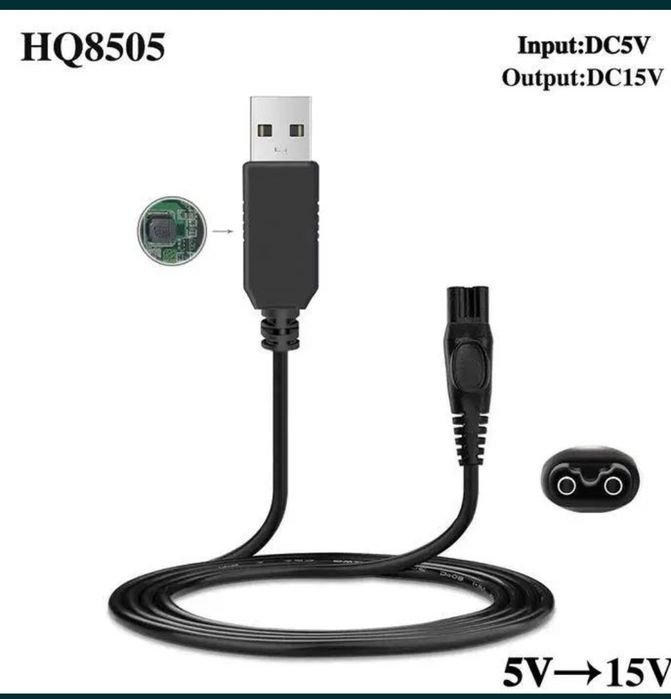Кабель USB, блок живлення, адаптер для Philips, HQ8505, 15v