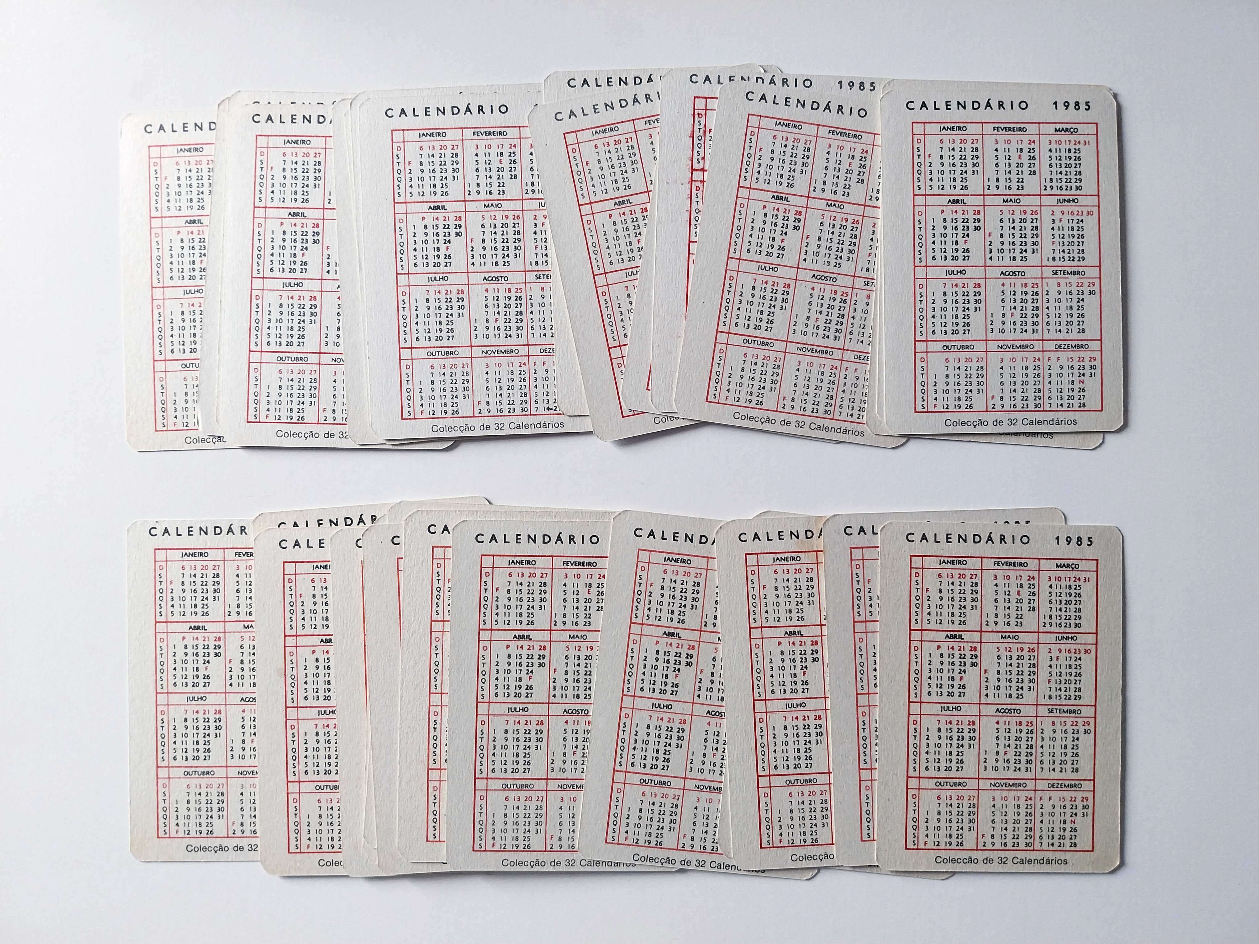 colecção completa EMBLEMAS e EQUIPAS de FUTEBOL (32 calendários) 1985