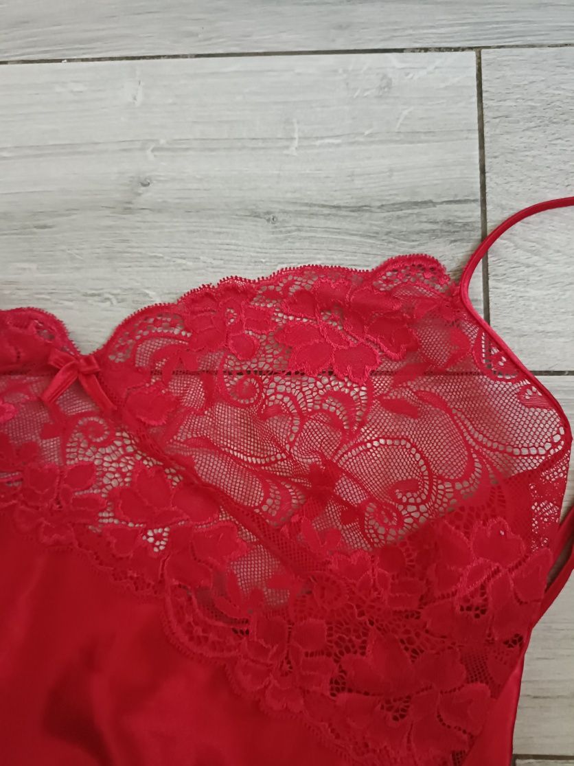 Koszulka koronka Góra do spania 2xl xxl czerwona plus size
