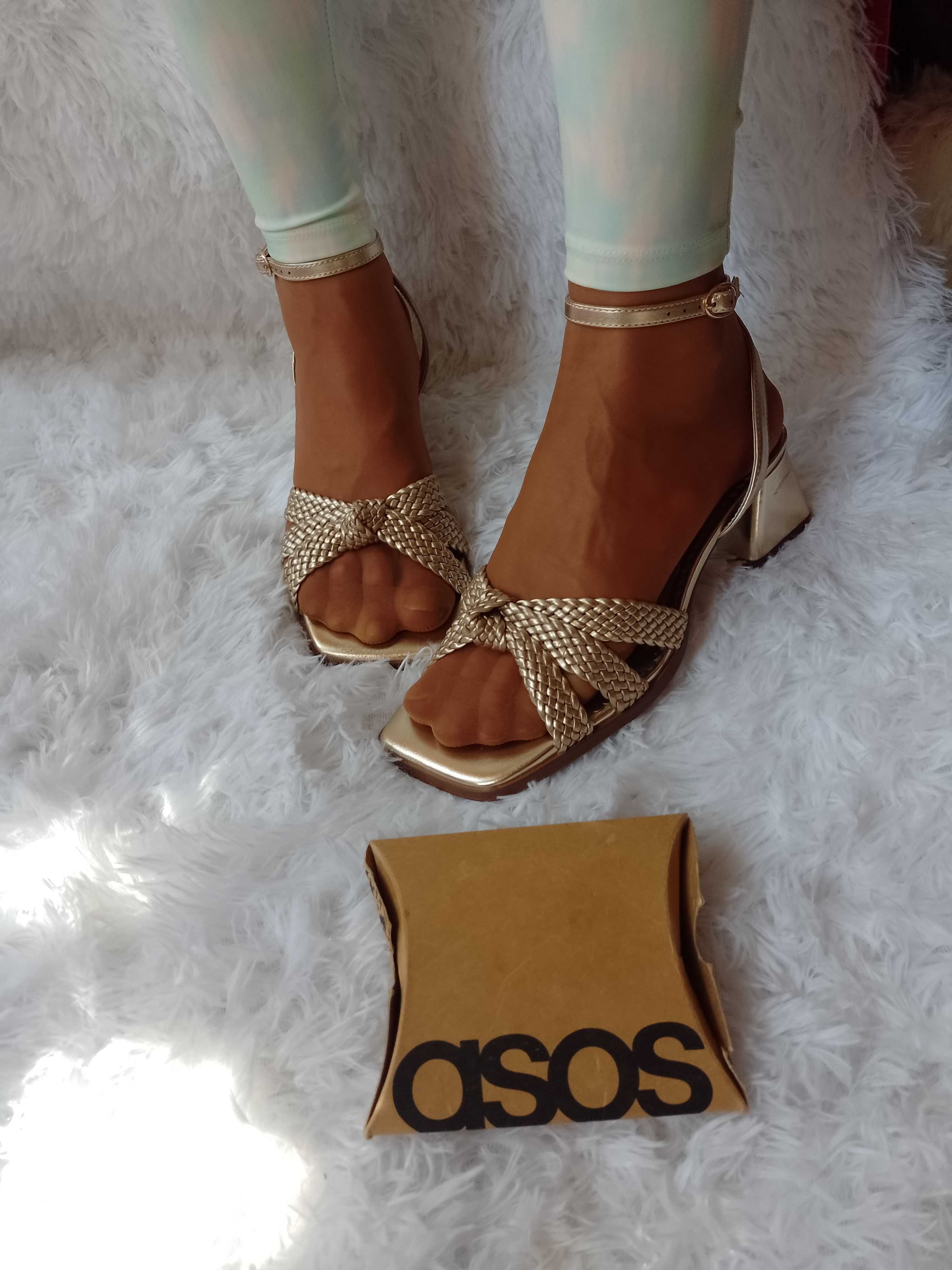 (40) ASOS Design/ Złote sandałki wieczorowe z Londynu, NOWE