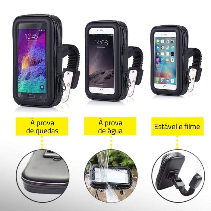 Bolsas suporte telemóvel impermeáveis fixação espelho moto