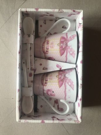 2 чашки 2 ложки керамика подарочный набор для чая