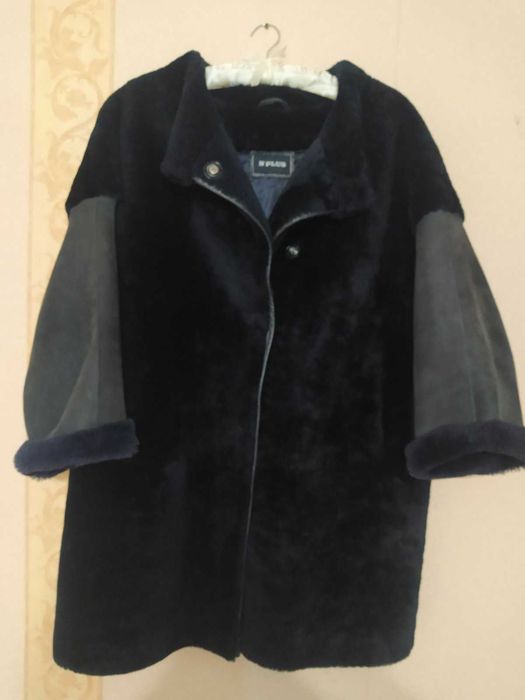 Полушубок, натуральний МУТОН, стан - ЯК НОВИЙ, великий розмір, МОДНИЙ
