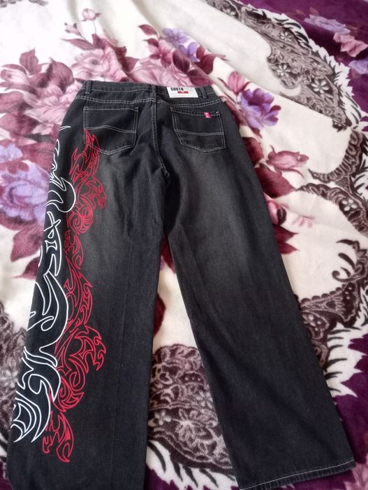 Штани беги джинс з принтом