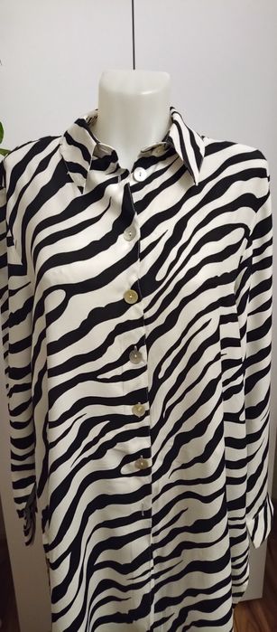 Bluzka koszulowa zebra Ulla Popken rozmiar 44 długi rękaw rozpinana
