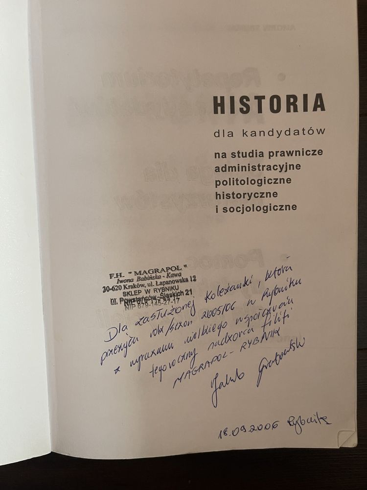 Historia dla kandydatów na studia prawnicze