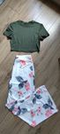Zestaw komplet crop top spodnie w kwiaty S na lato
