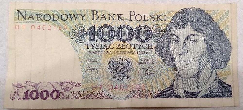 Banknot obiegowy 1000 zł z 1982 rok