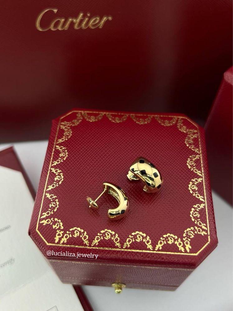 Серьги в стиле Cartier Panthere золото 750