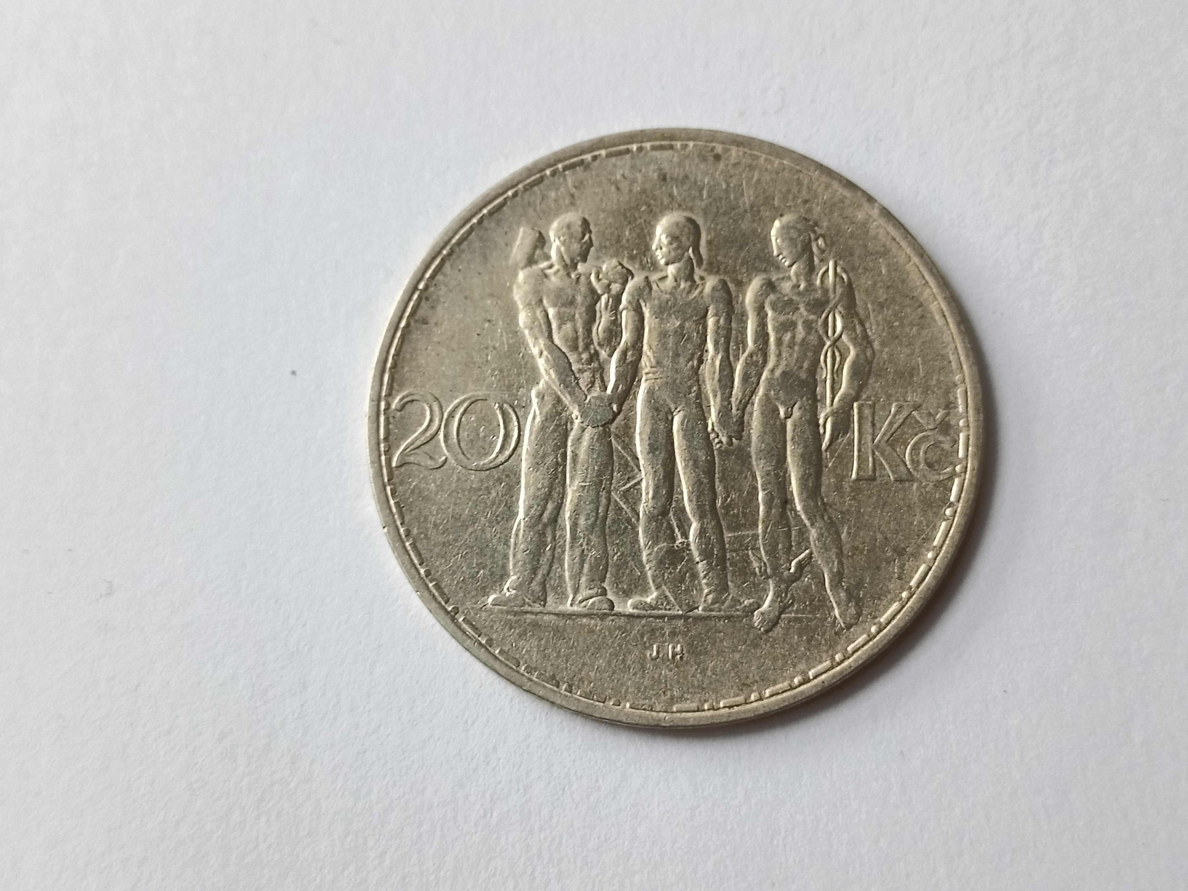 20 koron 1934 Czechosłowacja oryginał Srebro