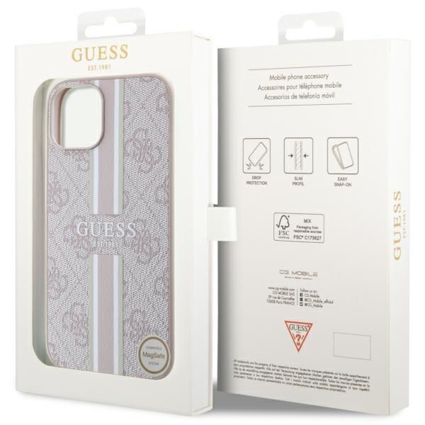 Etui Guess 4G Printed Stripes MagSafe dla iPhone 14 Plus / 15 Plus