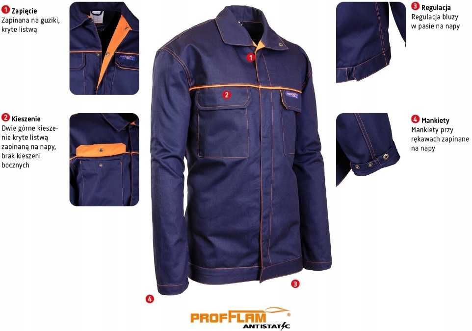 Ubranie spawalnicze PROFFLAM antystatyczne roz. 48 Bluza + spodnie