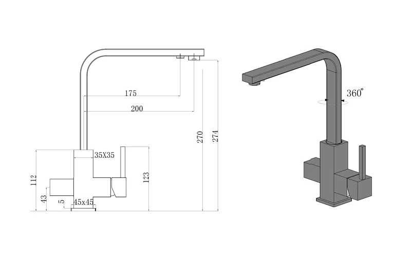 Смеситель Fabiano FKM 31.17 SS Inox