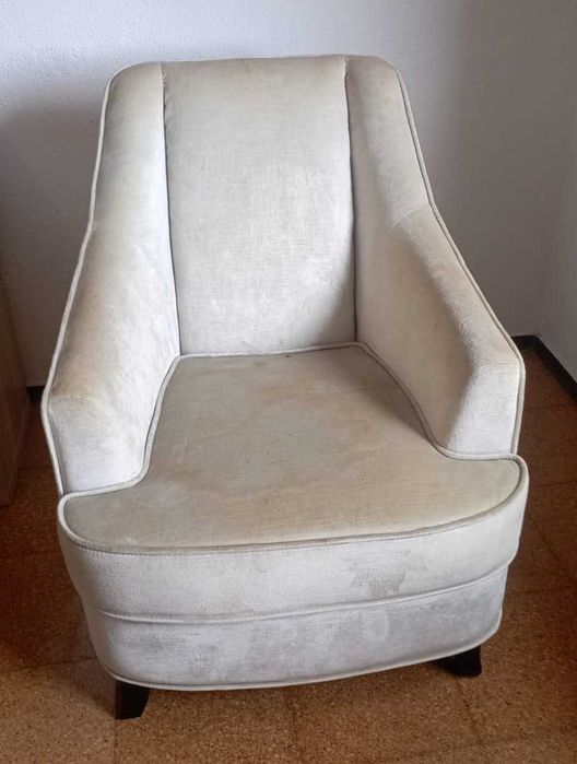 Conjunto de 4 Poltronas | Sofá Bege Veludo Vintage