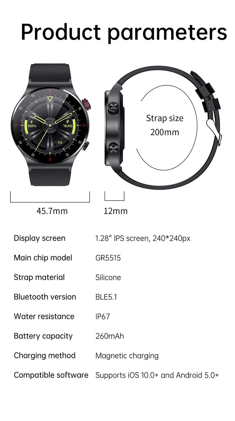 Smartwatch Lige 30A - Nowy, czarny