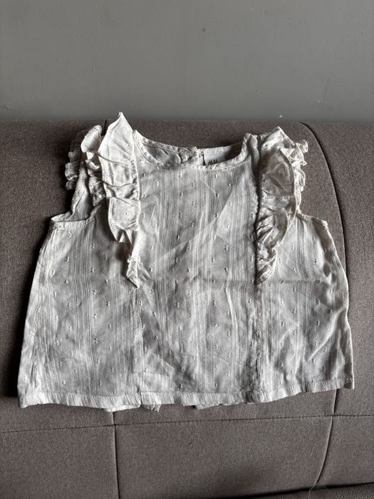 Koszula /bluzka z falbanami h&m 86 kolor smietankowy