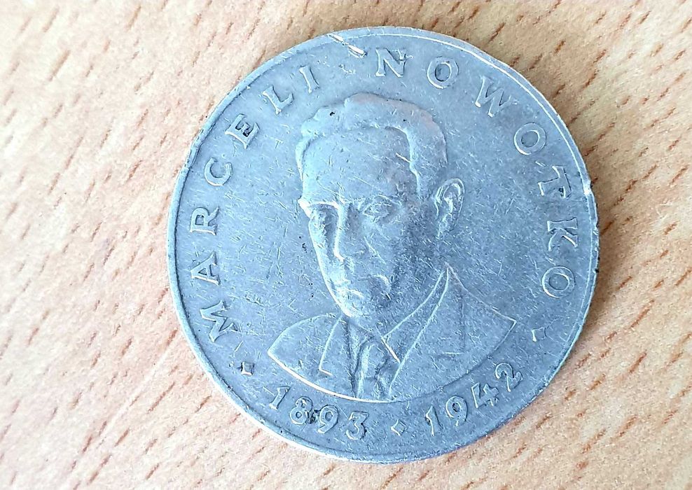 moneta z PRLu o nominale 20 zł z 1976 roku (Marceli Nowotko)