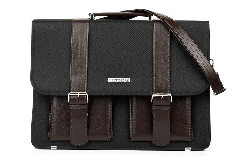 Beltimore luksusowa męska aktówka teczka torba laptopa czarno brązowa