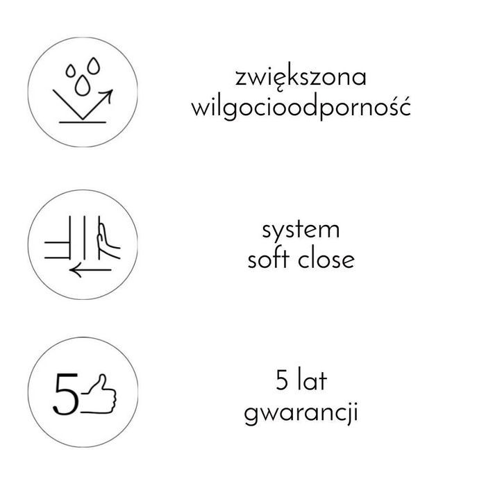 Szafka łazienkowa ORiSTO z umywalką 45 cm, ryflowana, dąb lub biała