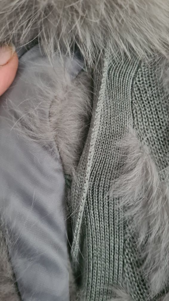 Ochnik kamizelka ocieplacz. Futro królika. Srebrna szara. S M L XL