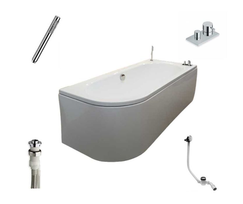 Wanna narożna, prawa, 170x75 - wyposażona w armaturę najwyższej klasy