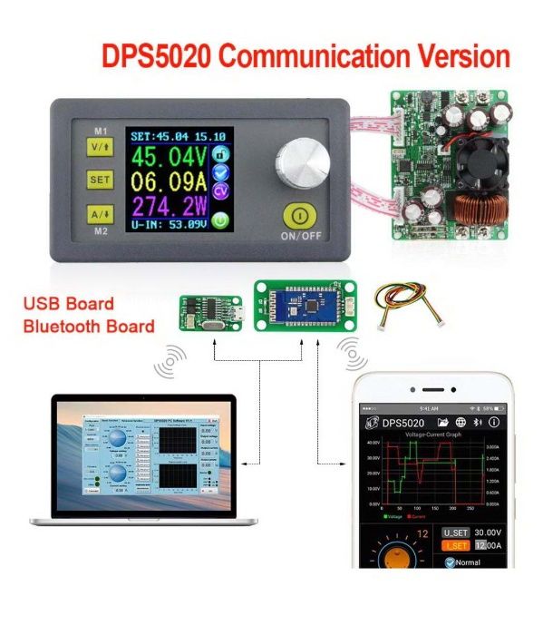 Програмований модуль блоку живлення DPS5020 USB BT (50В 20А)