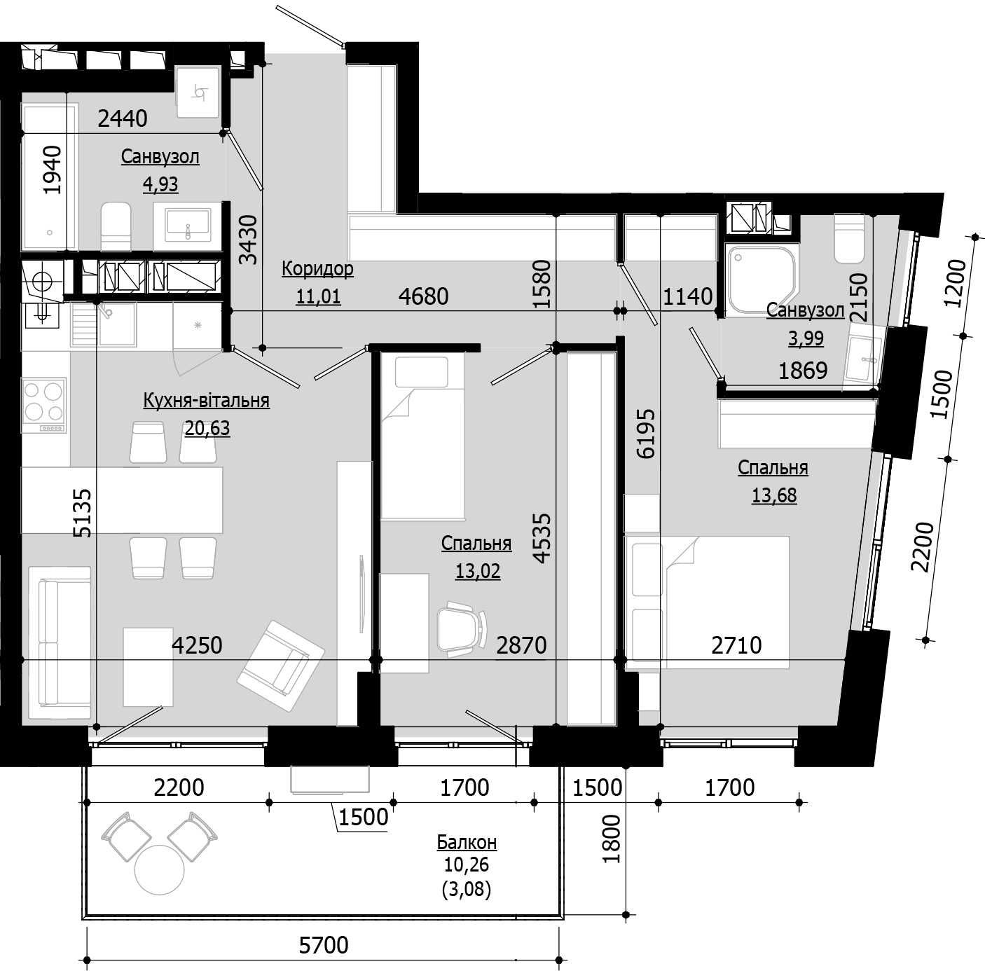 Продаж 2 кім. квартири SOUL PARK вул П. Орлика 70.34 кв.м