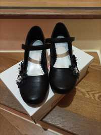 Eleganckie czarne buty/ buciki dla dziewczynki, rozm. 34, JAK NOWE