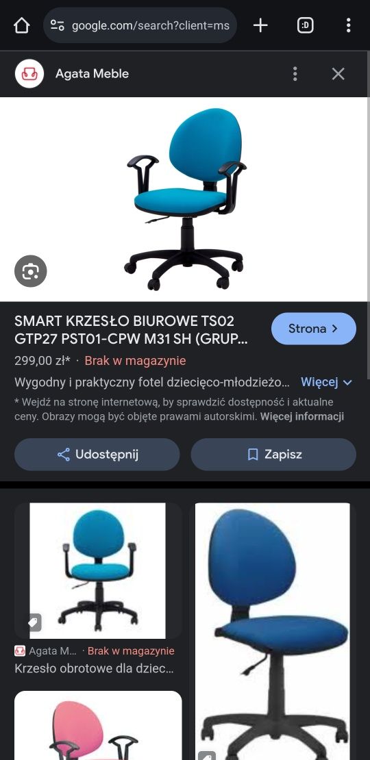 Krzesło obrotowe młodzieżowe